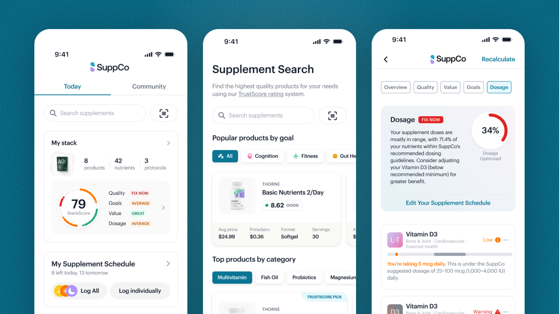 SuppCo: supplement schedule and daily routine